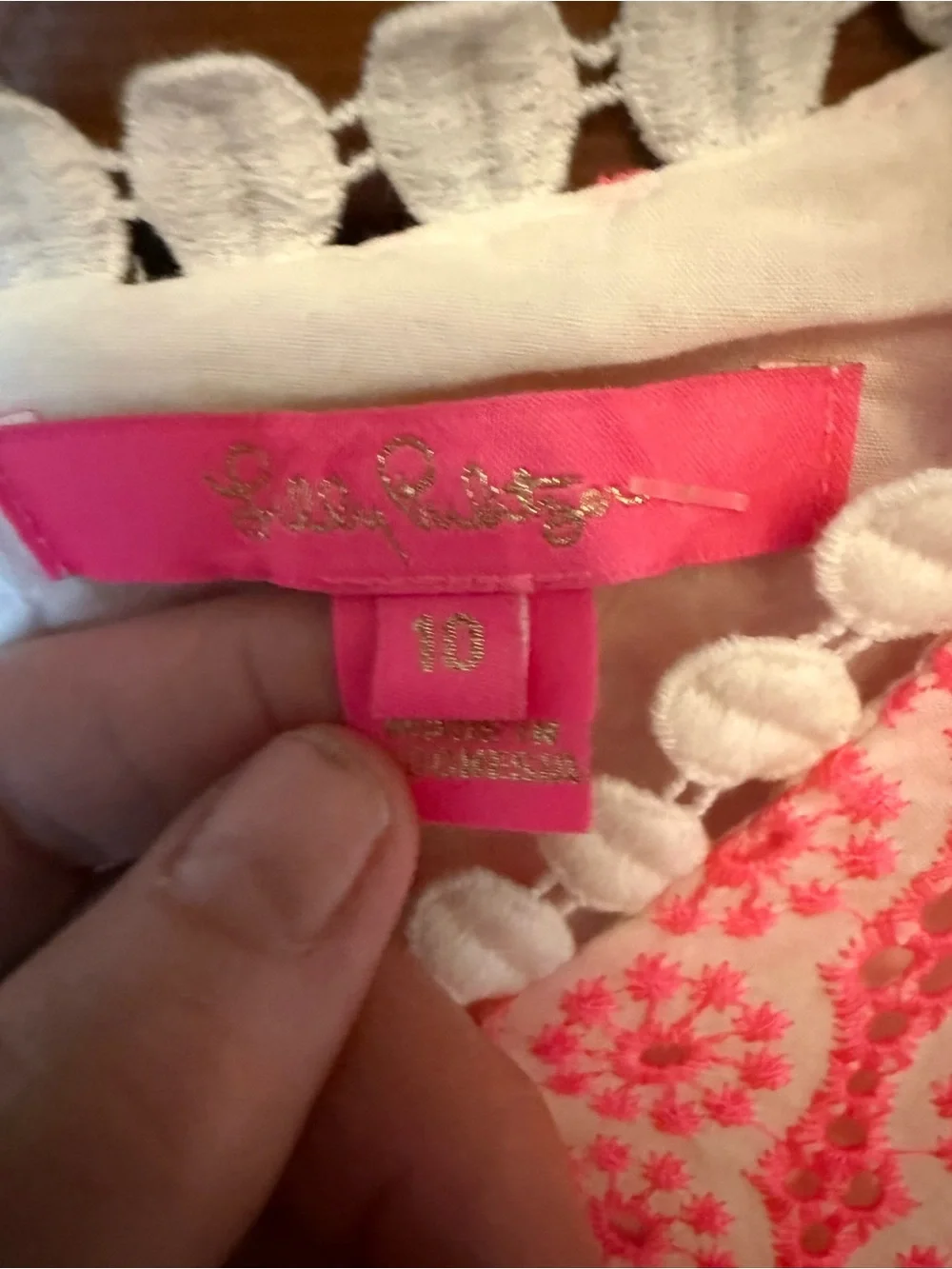 Lilly Pulitzer Jourdana Eyelet Top color pattern Lilly's Coral Starburst 10 - Picture 4 of 11